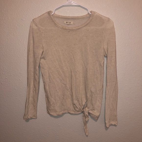 Madewell Tie Front Long Sleeve Top - XS - Picture 1 of 3